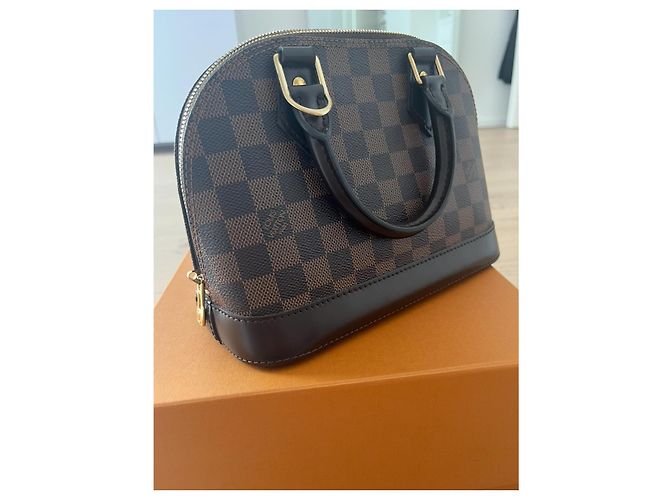 Borsa a mano Louis Vuitton Alma BB in pelle marrone - vista 6