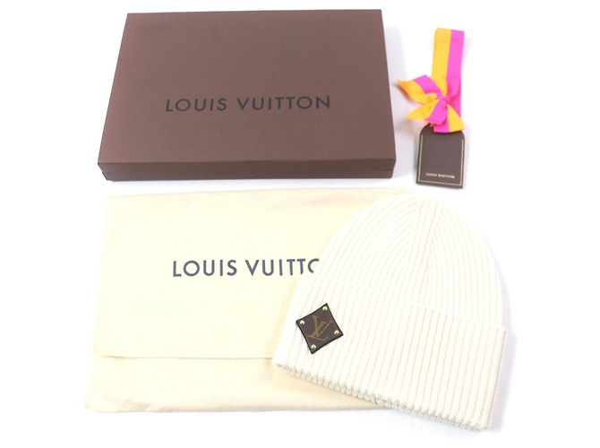 Cappello LV in lana e pelle di vitello Louis Vuitton Bianco - vista 2
