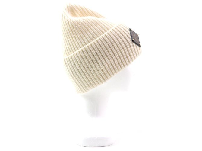 Cappello LV in lana e pelle di vitello Louis Vuitton Bianco - vista 6