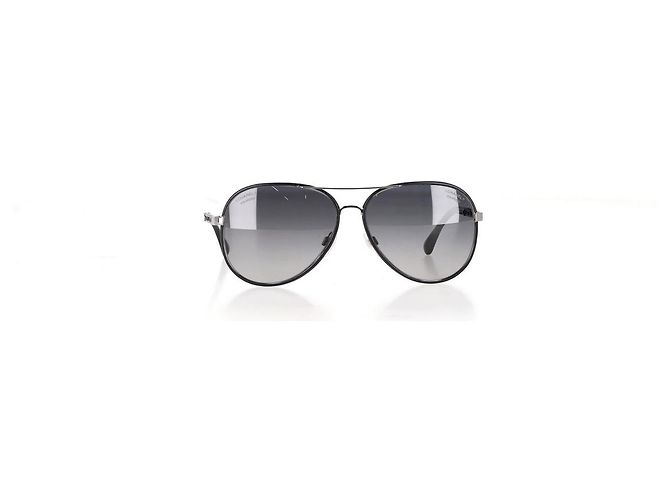 Timeless Chanel Leder CC Aviator Pilot Winter Sonnenbrille aus grauem Metall - Ansicht 5