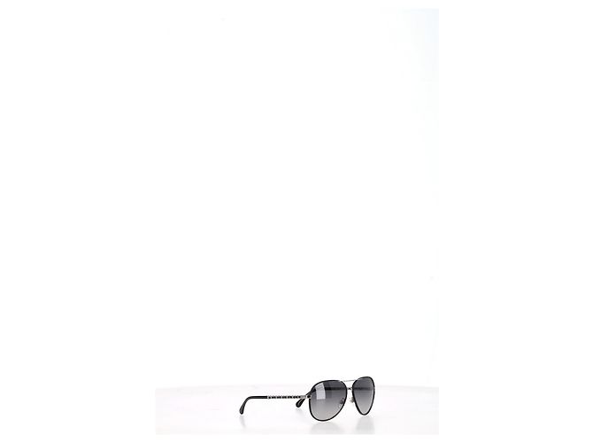 Timeless Chanel Leder CC Aviator Pilot Winter Sonnenbrille aus grauem Metall - Ansicht 6