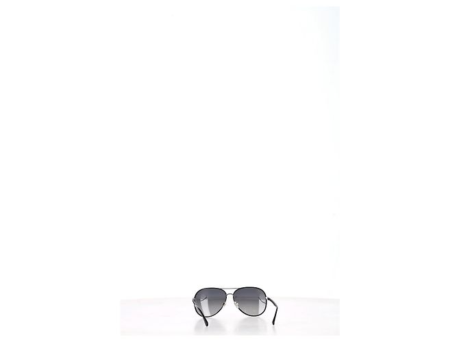 Timeless Chanel Leder CC Aviator Pilot Winter Sonnenbrille aus grauem Metall - Ansicht 7