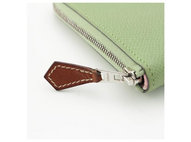 Hermès Portafoglio Hermes Azap Long in seta Epsom Verde - vista 6