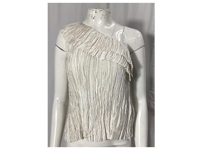 Ulla Johnson Ravenna Bluse mit einem Schulterträger aus weißem Polyester Roh - Ansicht 10