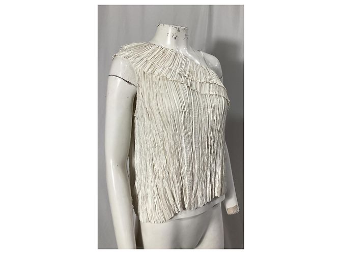 Ulla Johnson Ravenna Bluse mit einem Schulterträger aus weißem Polyester Roh - Ansicht 12