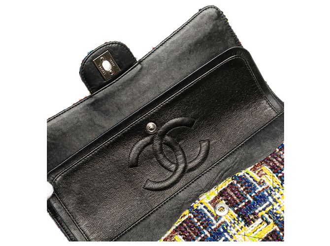 Chanel Giallo Medio Classico Tweed Doppio Flap - vista 10