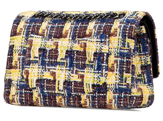 Chanel Giallo Medio Classico Tweed Doppio Flap - vista 2