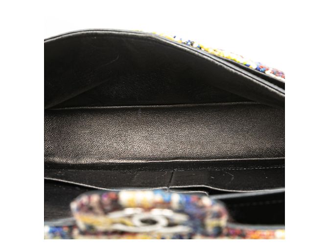 Chanel Giallo Medio Classico Tweed Doppio Flap - vista 4