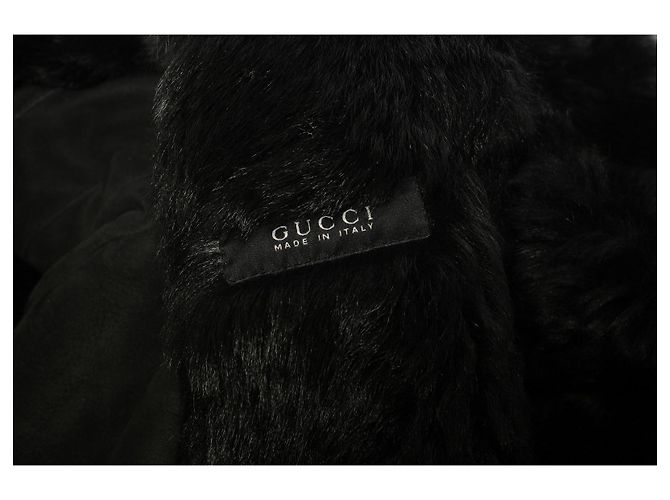Increíble Abrigo Duffle de Shearling Gucci Negro - vista 14