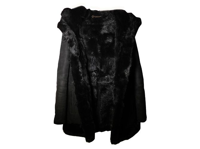 Increíble Abrigo Duffle de Shearling Gucci Negro - vista 3