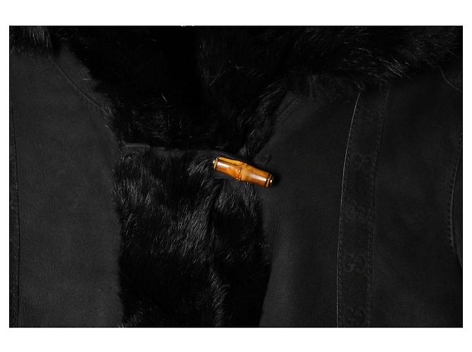 Increíble Abrigo Duffle de Shearling Gucci Negro - vista 5