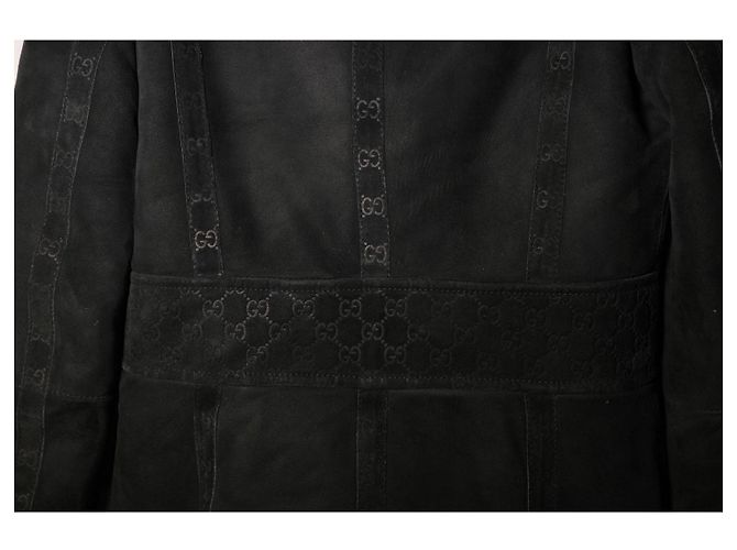 Increíble Abrigo Duffle de Shearling Gucci Negro - vista 8