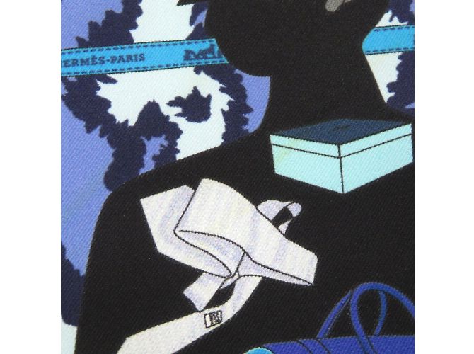 Hermès Seidenschal Carré 40 Monsieur und Madame von Hermes Blau - Ansicht 4