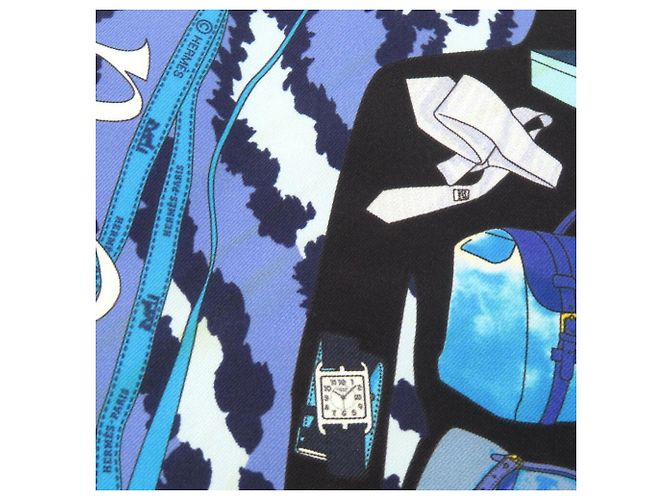 Hermès Seidenschal Carré 40 Monsieur und Madame von Hermes Blau - Ansicht 5
