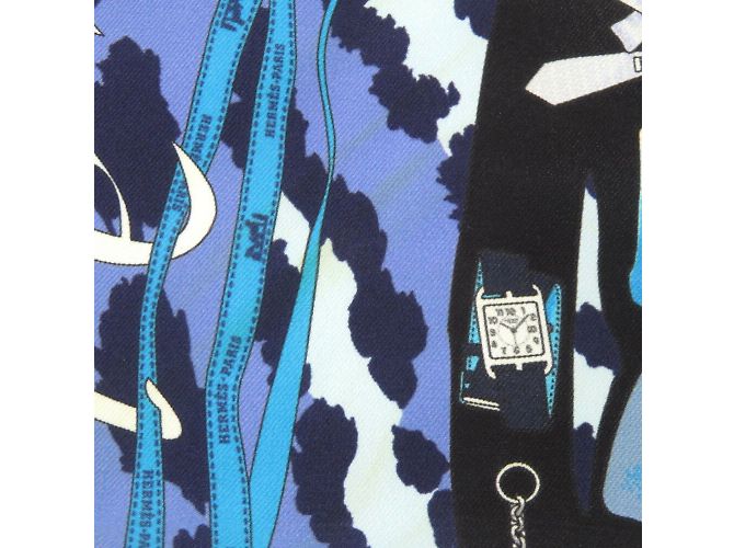 Hermès Seidenschal Carré 40 Monsieur und Madame von Hermes Blau - Ansicht 6