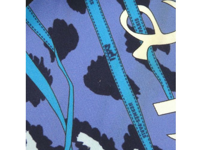 Hermès Seidenschal Carré 40 Monsieur und Madame von Hermes Blau - Ansicht 7