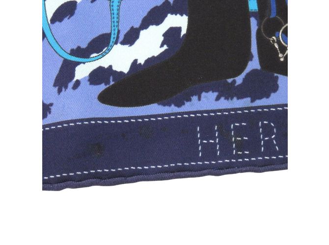 Hermès Seidenschal Carré 40 Monsieur und Madame von Hermes Blau - Ansicht 8