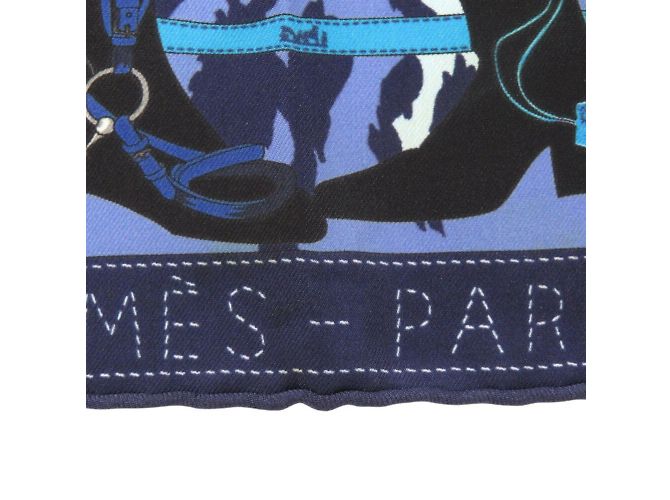 Hermès Seidenschal Carré 40 Monsieur und Madame von Hermes Blau - Ansicht 9
