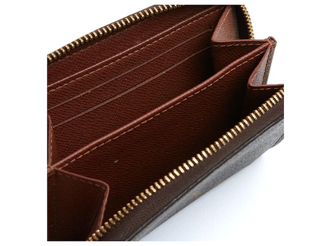 Billetera compacta Louis Vuitton Zippy LV Monogram y cuero Castaño - vista 4