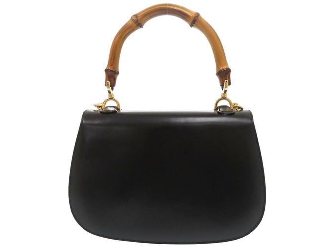 Borsa in pelle nera Gucci Bamboo Nero - vista 3