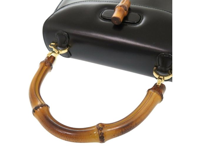 Borsa in pelle nera Gucci Bamboo Nero - vista 6