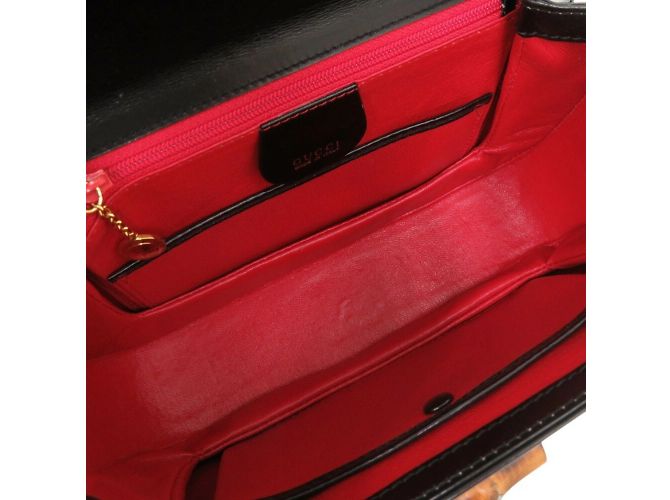 Borsa in pelle nera Gucci Bamboo Nero - vista 8