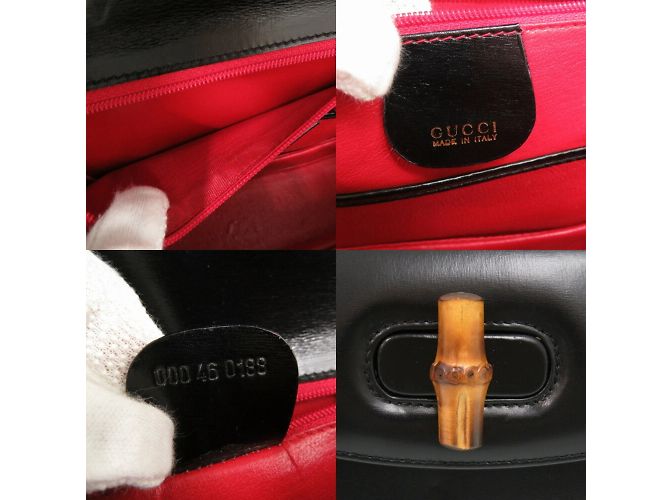 Borsa in pelle nera Gucci Bamboo Nero - vista 9
