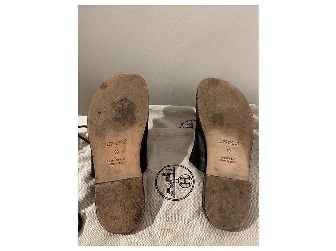 Sandali Hermès in pelle neri con 3 cinturini taglia 39 Nero - vista 5