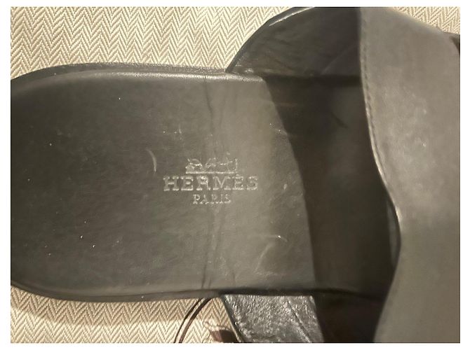 Sandali Hermès in pelle neri con 3 cinturini taglia 39 Nero - vista 6