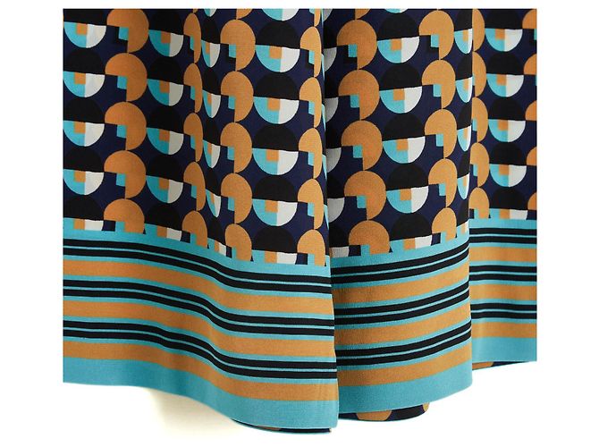 Etro 2019 Pantalones de Seda Geométricos de Pierna Ancha FR40 IT44 US29 L Pristine Multicolor - vista 3