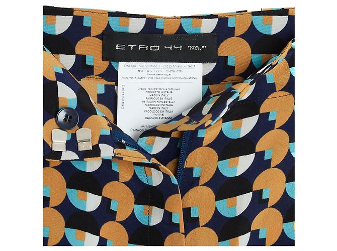 Etro 2019 Pantalones de Seda Geométricos de Pierna Ancha FR40 IT44 US29 L Pristine Multicolor - vista 4