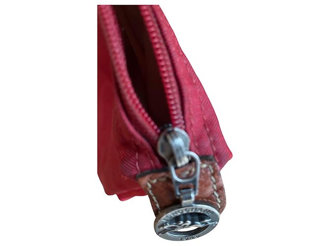 Pliage Rote Longchamp-Tasche mit braunen Lederdetails Bordeaux - Ansicht 3