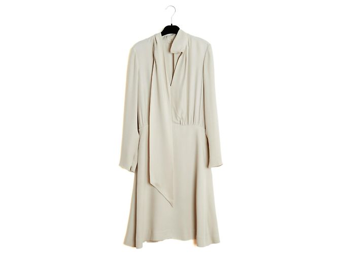 Chloé 2012 Kleid FR40 Chalk Crepe Tie Dress UK12 US10 Chloe - Ansicht 5