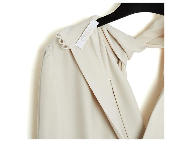 Chloé 2012 Kleid FR40 Chalk Crepe Tie Dress UK12 US10 Chloe - Ansicht 6