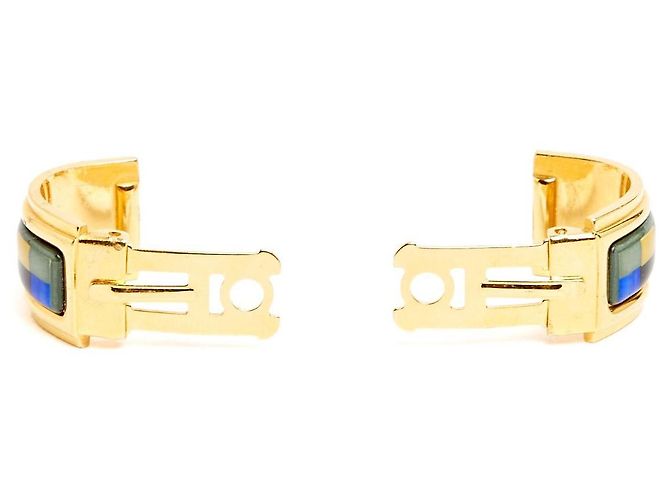 Orecchini a clip Hermès Boucles Clips Email Imprime Blu grigio D'oro - vista 4