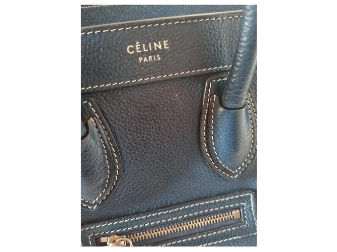 Borsa Céline Mini Phantom Luggage in pelle blu Blu scuro - vista 14