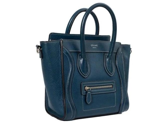 Borsa Céline Mini Phantom Luggage in pelle blu Blu scuro - vista 2