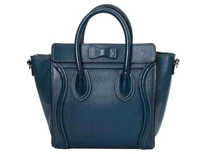 Borsa Céline Mini Phantom Luggage in pelle blu Blu scuro - vista 3
