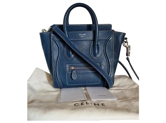 Borsa Céline Mini Phantom Luggage in pelle blu Blu scuro - vista 5