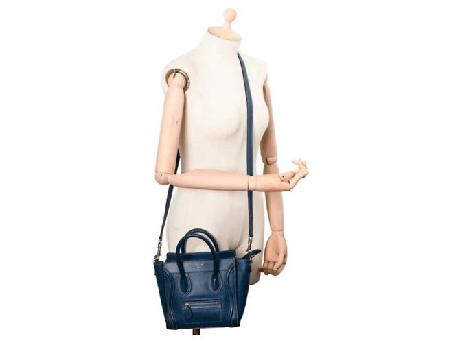 Borsa Céline Mini Phantom Luggage in pelle blu Blu scuro - vista 6