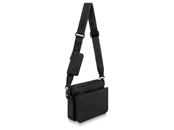 Louis Vuitton Messenger LV Trio in pelle nera Nero - vista 2