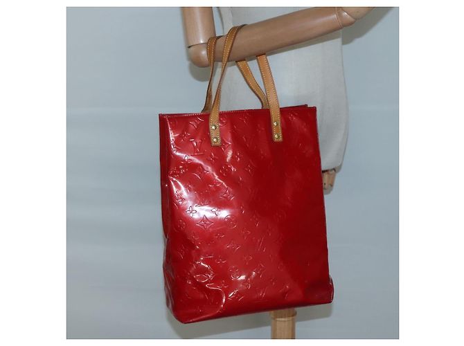 LOUIS VUITTON Monogram Vernis Reade MM Hand Bag Red Rouge M91086 LV Auth 122621 - view 21