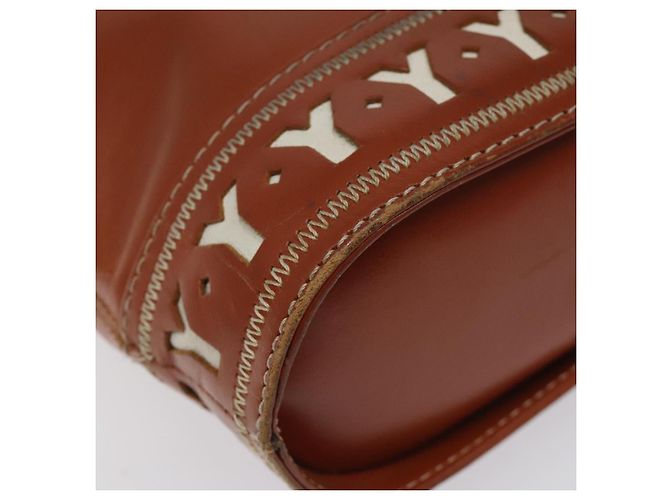 Borsa a spalla SAINT LAURENT in pelle marrone dorato Auth am8218 D'oro - vista 11