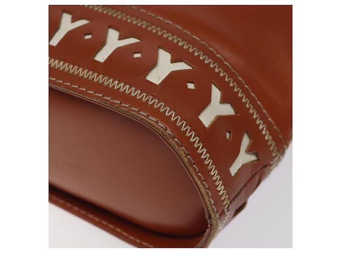 Borsa a spalla SAINT LAURENT in pelle marrone dorato Auth am8218 D'oro - vista 12