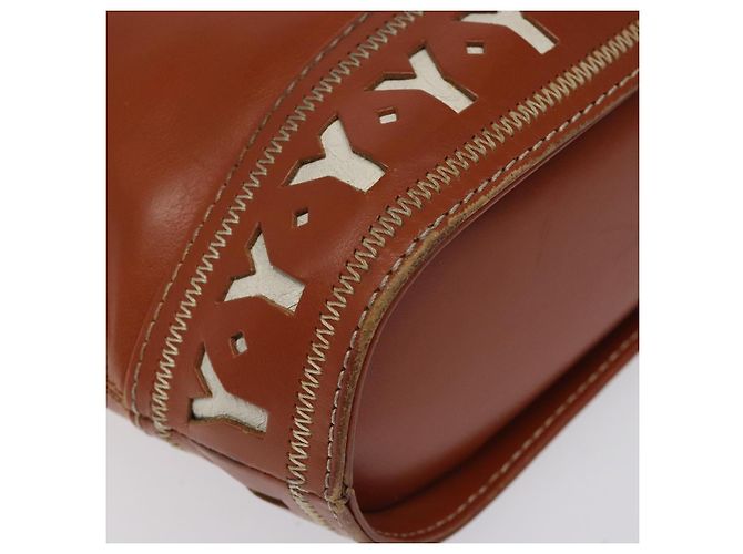 Borsa a spalla SAINT LAURENT in pelle marrone dorato Auth am8218 D'oro - vista 13