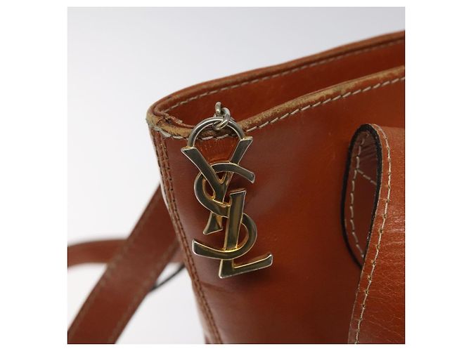 Borsa a spalla SAINT LAURENT in pelle marrone dorato Auth am8218 D'oro - vista 14