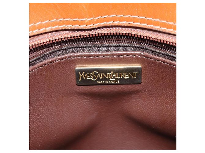 Borsa a spalla SAINT LAURENT in pelle marrone dorato Auth am8218 D'oro - vista 15