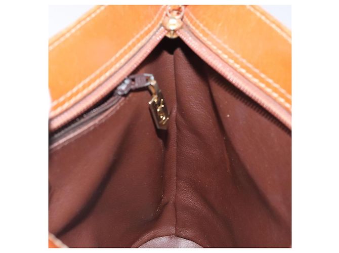 Borsa a spalla SAINT LAURENT in pelle marrone dorato Auth am8218 D'oro - vista 17