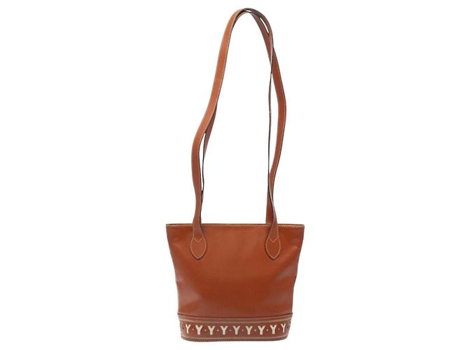 Borsa a spalla SAINT LAURENT in pelle marrone dorato Auth am8218 D'oro - vista 2