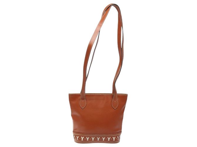 Borsa a spalla SAINT LAURENT in pelle marrone dorato Auth am8218 D'oro - vista 3